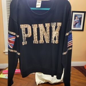 PINK Victoria's Secret Black Sequin Sweatshirt